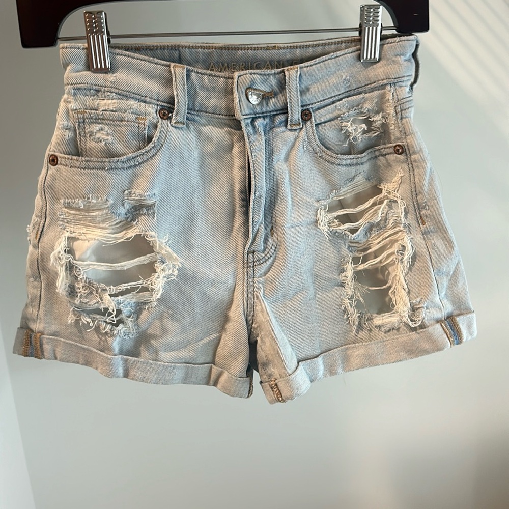 Washed Denim Ripped Jean Shorts
